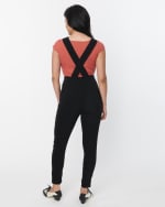 Black skinny leg overalls 2025
